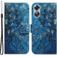 Flip case for Oppo A17, Wallet flowers, blue