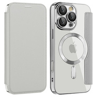 Flip case for iPhone 16 Pro, RFID Wallet MagSafe CamShield, silver