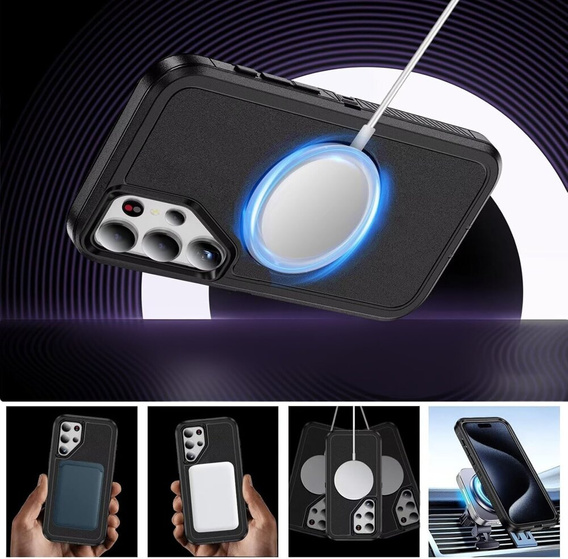 Case with frame for Samsung Galaxy S22 Ultra, for MagSafe, black