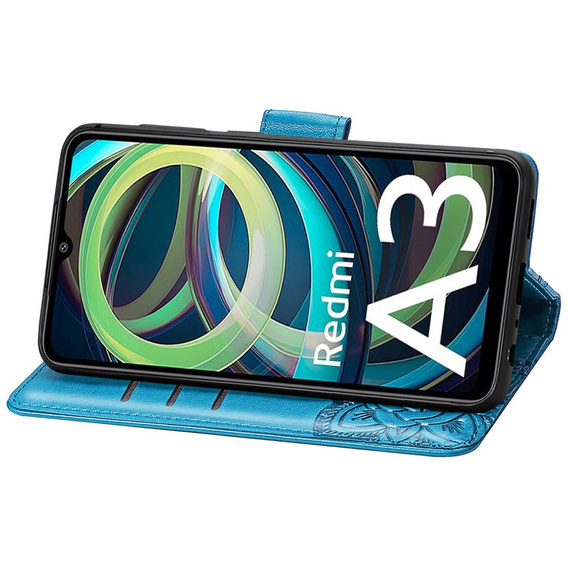 Flip case for Xiaomi Redmi A3, Butterfly, blue