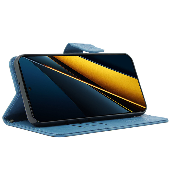 Flip case for Xiaomi Poco F6 Pro, Butterfly, blue