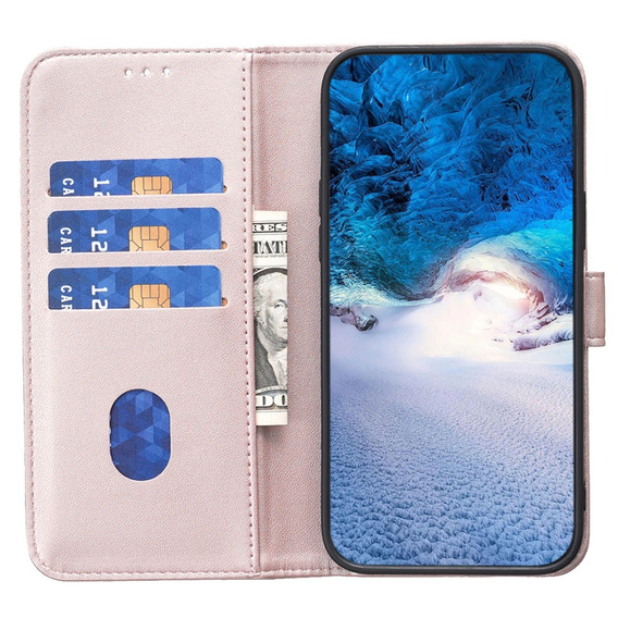 Flip case for Samsung Galaxy S23 FE, BINFEN Wallet, rose gold + 9H glass