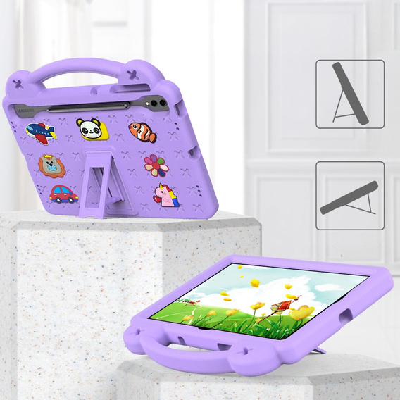 Children's case for Samsung Galaxy Tab S9 FE+ Plus, Cute Patterns, with stand, purple