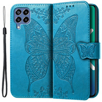Flip case for Samsung Galaxy M33, Butterfly, blue