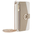 Flip case for Samsung Galaxy M15 5G, Wallet Zipper Pocket, with mirror, white