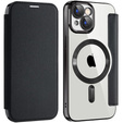 Flip case for iPhone 15, RFID Wallet MagSafe CamShield, black