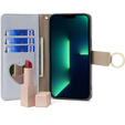 Flip case for iPhone 15, Wallet Zipper Pocket, with mirror, blue