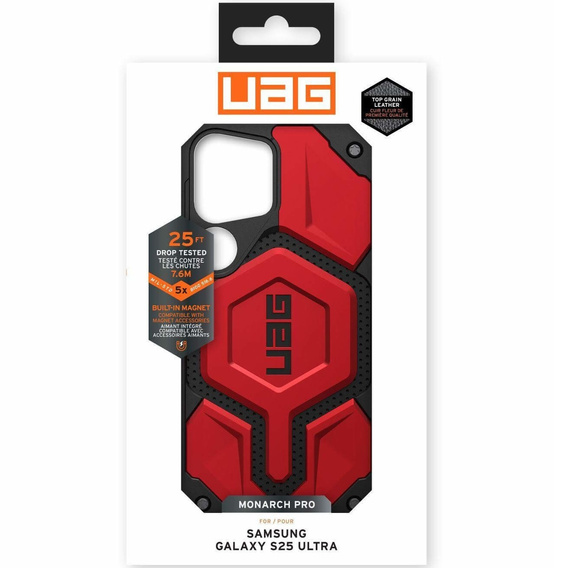 Urban Armor Gear case for Samsung Galaxy S25 Ultra, Monarch Pro MagSafe, red