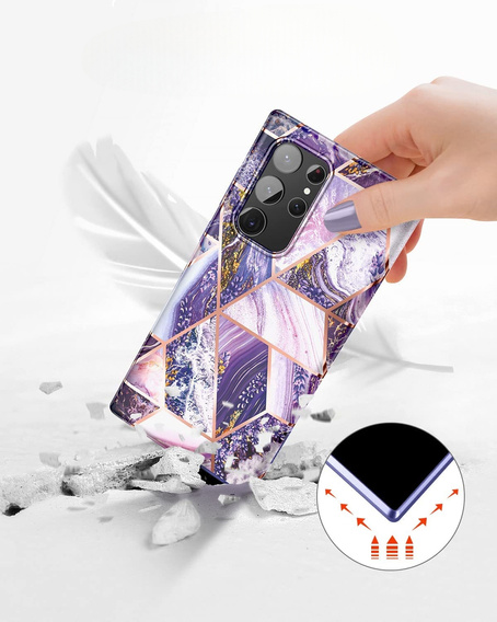 Case for Samsung Galaxy S22 Ultra, Suritch Full Body Marble, purple