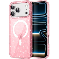 Case for iPhone 17 Pro Max, for MagSafe, glitter - translucent pink