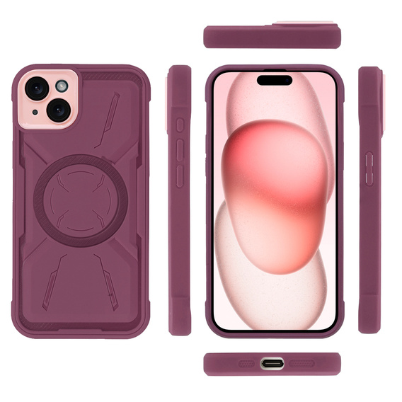 Case for iPhone 15 Plus, ERBORD Armor Mag, maroon