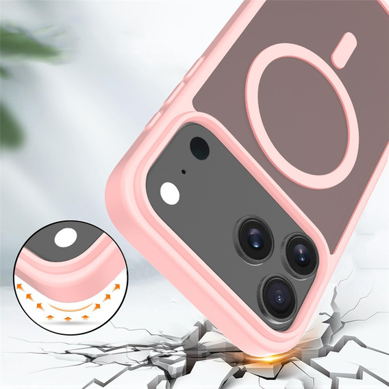 Matt Case for iPhone 17 Pro Max, for MagSafe, translucent pink