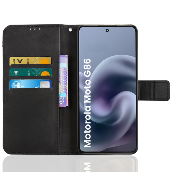 Flip case for Motorola Moto G86 5G, Crazy Horse Wallet, black