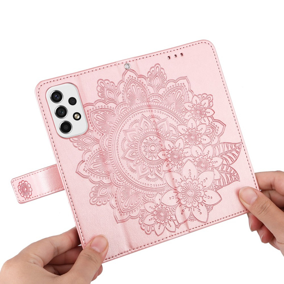 Flip case for Samsung Galaxy A53 5G, Mandala Flower, pink rose gold