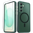 Case for Samsung Galaxy S25+ Plus, for MagSafe, ERBORD Matt Case, green + Screen Glass