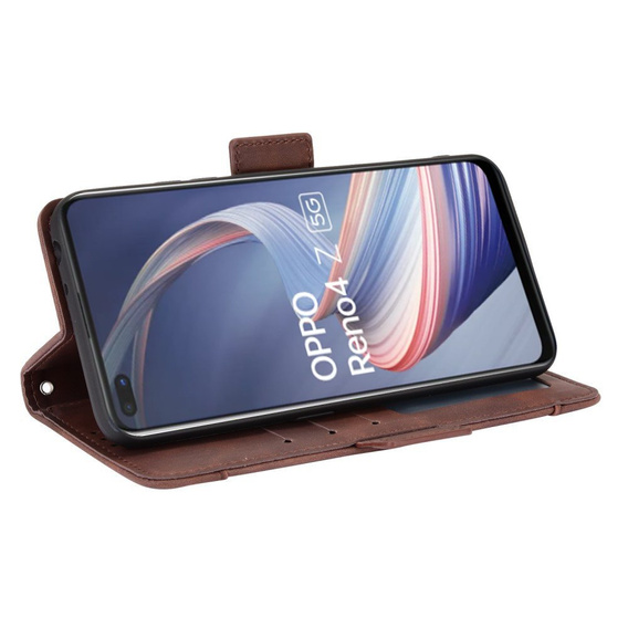 Flip case for Oppo Reno 4 Z 5G, Card Slot, brown
