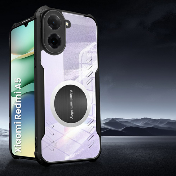 Case for Xiaomi Redmi A5, with magnetic sheet, transparent / black