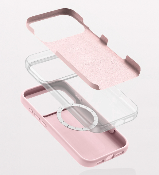Silicone case for iPhone 17 Pro Max, for MagSafe, anti-shock, pink