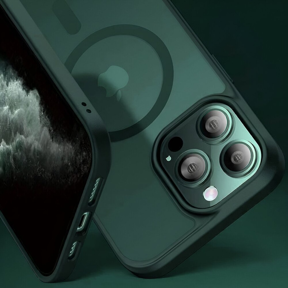 Case for iPhone 11 Pro, for MagSafe, ERBORD Matt Case, green + Screen Glass