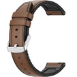 22mm Genuine Leather Coated Silicone Watch Band - Brown