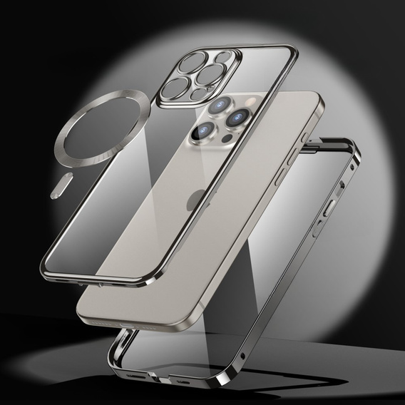 Case for iPhone 15 Pro, Privacy Dual Glass, for MagSafe, silver
