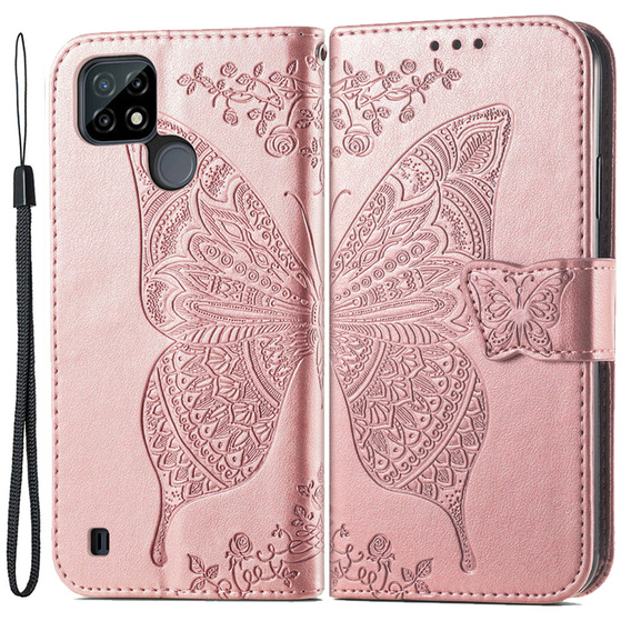 Flip case for Realme C21Y / C25Y, Butterfly, pink