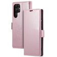 Flip case for Samsung Galaxy S23 Ultra, ERBORD Waxy Wallet, pink