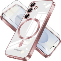 Case for Samsung Galaxy S25+ Plus, Electro MagSafe, pink rose gold + Screen Glass