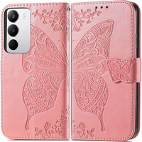 Flip case for Realme C71, Butterfly, pink rose gold