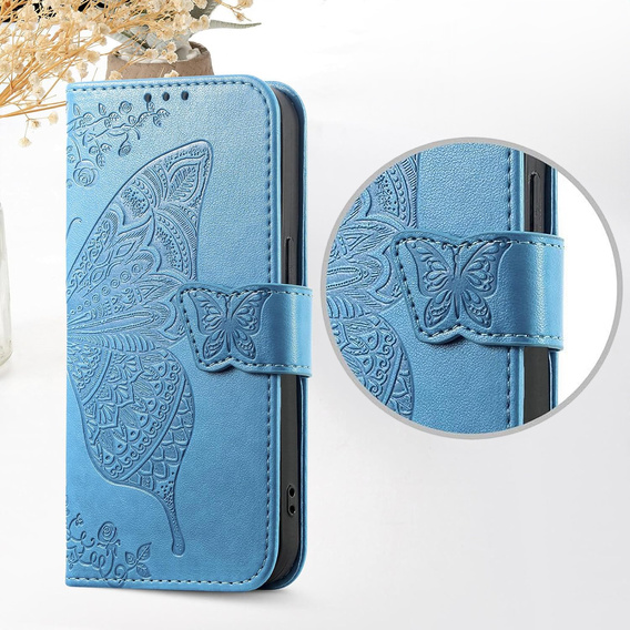 Flip case for Xiaomi Redmi 15C 4G/LTE, Butterfly, blue