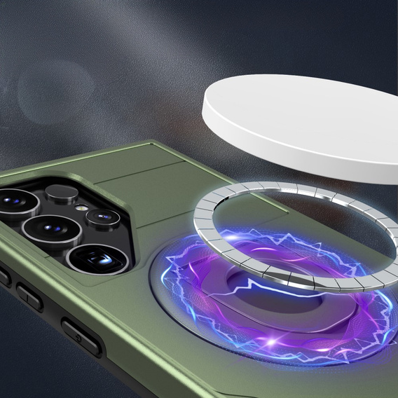 MagSafe case for Samsung Galaxy S24 Ultra, Military Magnet, Hybrid Case, green