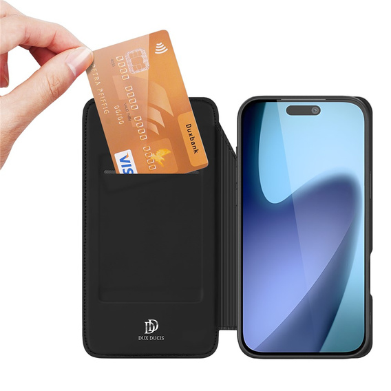 Dux Ducis case for iPhone Air, Skin Pro, with flap, with card slot, black