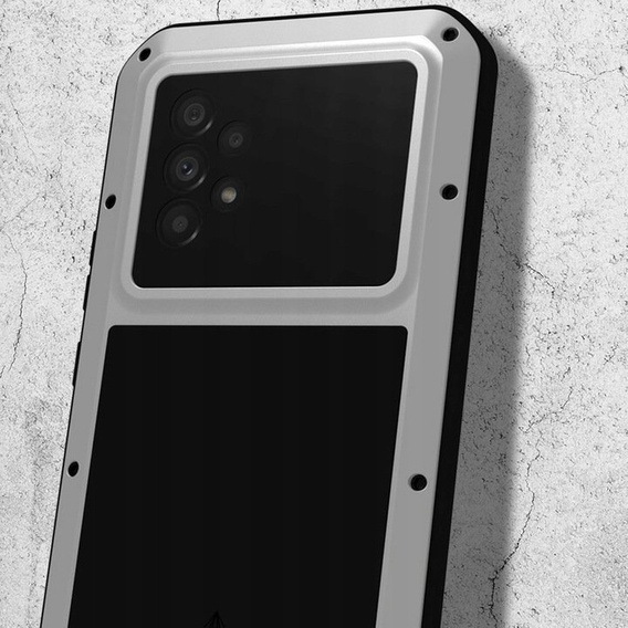 Love Mei Case for Samsung Galaxy A53 5G, armored with glass, silver