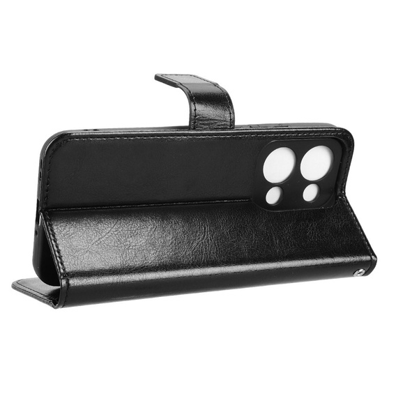 Flip case for Oppo Reno 13, Crazy Horse Wallet, black