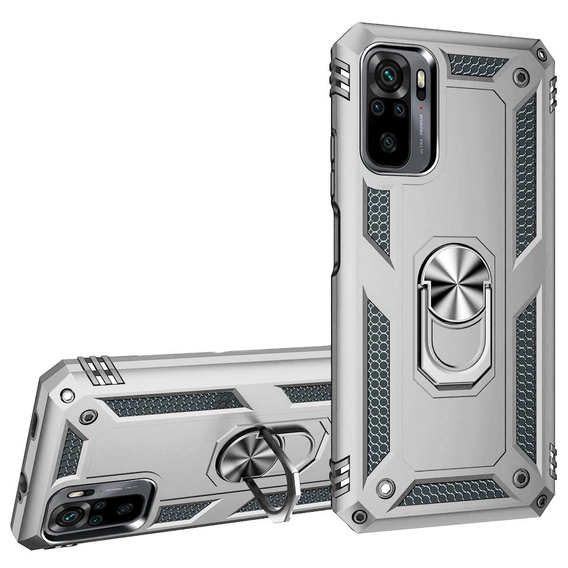 Armor Case for Xiaomi Redmi Note 10/10S, Nox Case Ring, silver