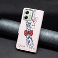 Flip case for Motorola Moto G54 5G, Wallet, giraffe, pink