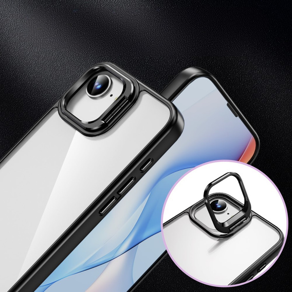Case for Iphone 16E, Kickstand Frame, transparent / black