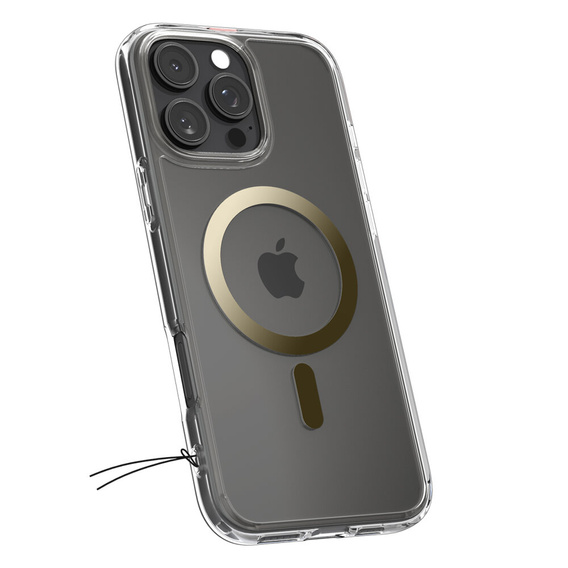 Spigen MagSafe Case for iPhone 16 Pro Max, Ultra Hybrid, transparent / gold + 9H Tempered Glass