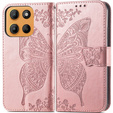 Flip case for Motorola Moto G15 / Motorola Moto G15 Power, Butterfly, pink rose gold