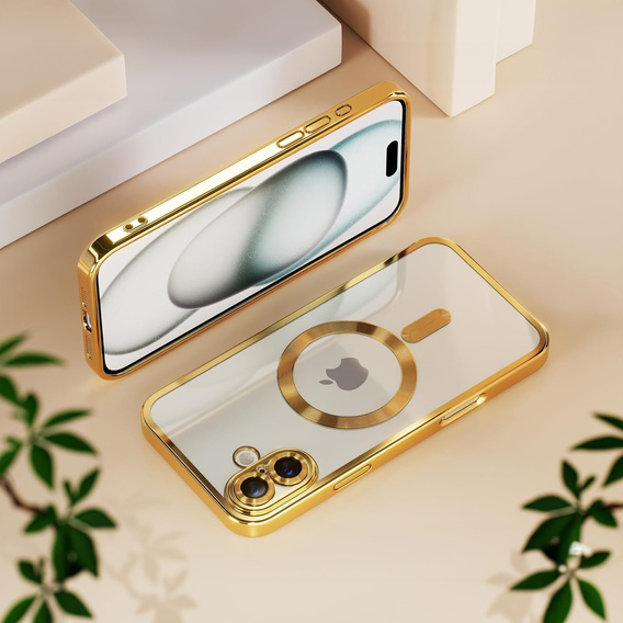 Case for iPhone 16, Electro MagSafe, gold + Screen Glass
