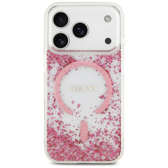 GUESS Resin Bottom Glitter MagSafe Case for iPhone 17 Pro
