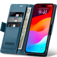 Glossy Litchi wallet case with flap for iPhone 17 Pro Max