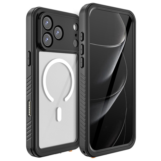 Redpepper case for iPhone 17 Pro Max, IP68 waterproof, for MagSafe, clear with black sides