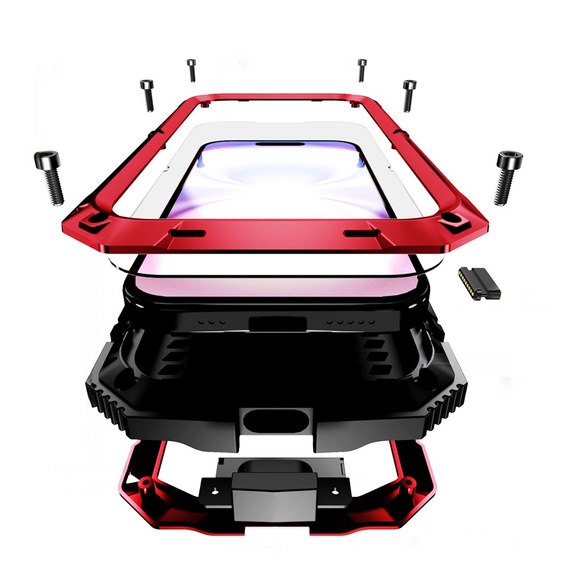 R-JUST case with stand and built-in glass for iPhone 17