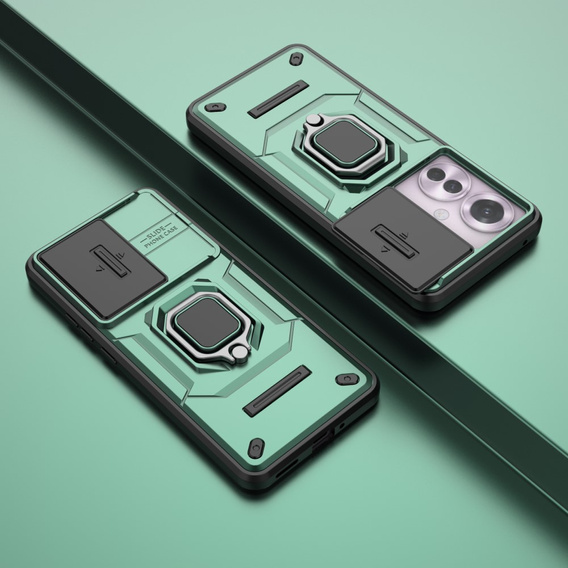 Case for Oppo Reno 11F 5G, KickStand Camera Lens, green