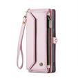 Case CASEME for Samsung Galaxy S25 Ultra, RFID Leather Wallet, with shoulder strap, pink