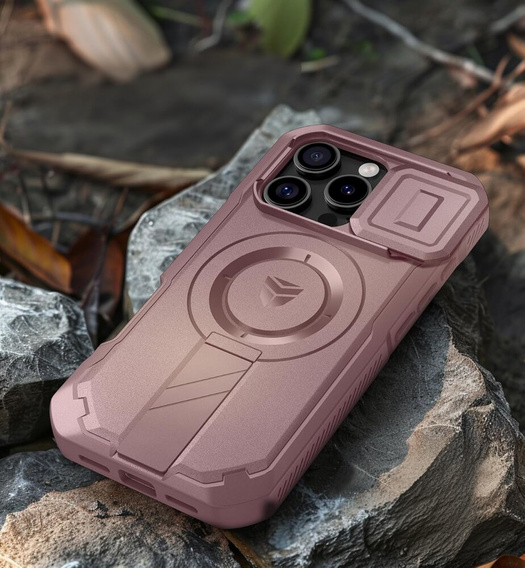 Armored case for iPhone 16 Pro, Dexnor CamProtect MagSafe, pink (Two frames)