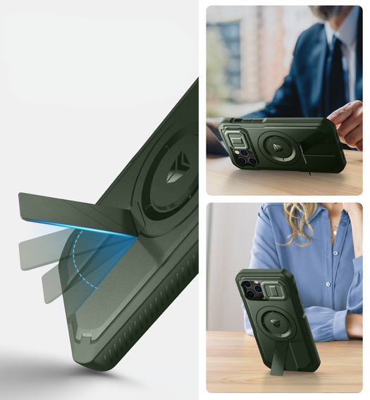 Armored case for iPhone 12 / iPhone 12 Pro, Dexnor CamProtect MagSafe, green (Two frames)