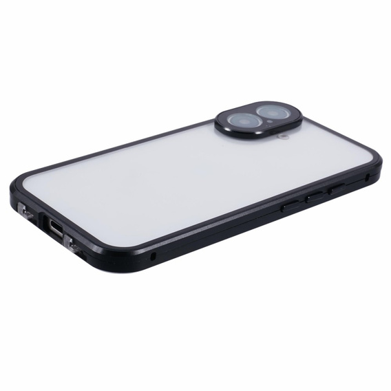 Case for iPhone 16, Magnetic Dual Glass, black
