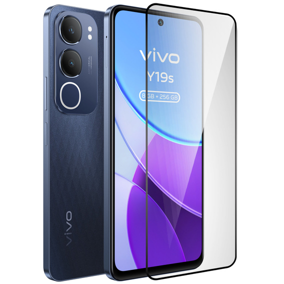 3D Tempered Glass for Vivo Y19s, black frame